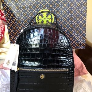 TORY BURCH  BLACK LEATHER BACKPACK  NEW